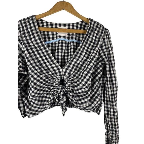 Gingham Crop Top Size XL Teens Juniors Womens Black & White Check So Coquette - Picture 6 of 8